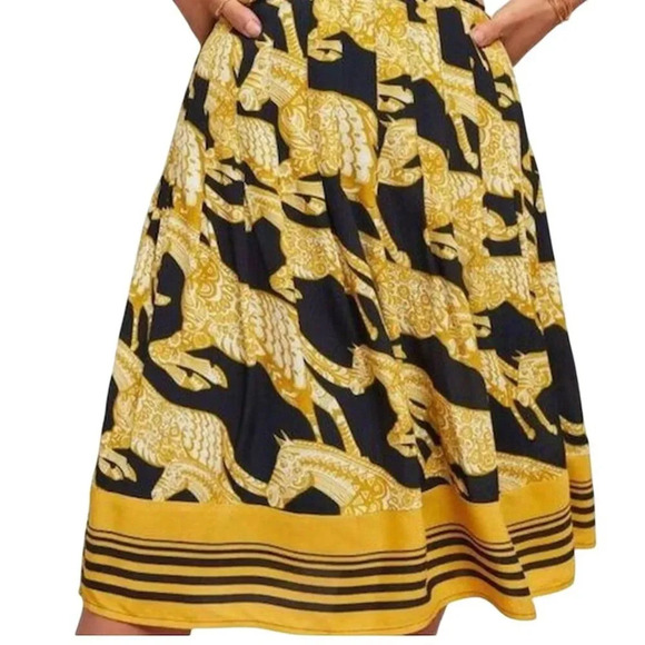 Anthropologie Maeve Women's M A-Line Midi Skirt Multicolor Animal Print size 4 - Picture 9 of 13